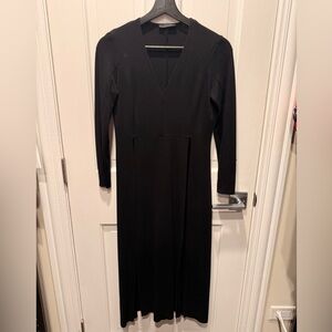 Zara Women's Black V-Neck Long Sleeve Dress